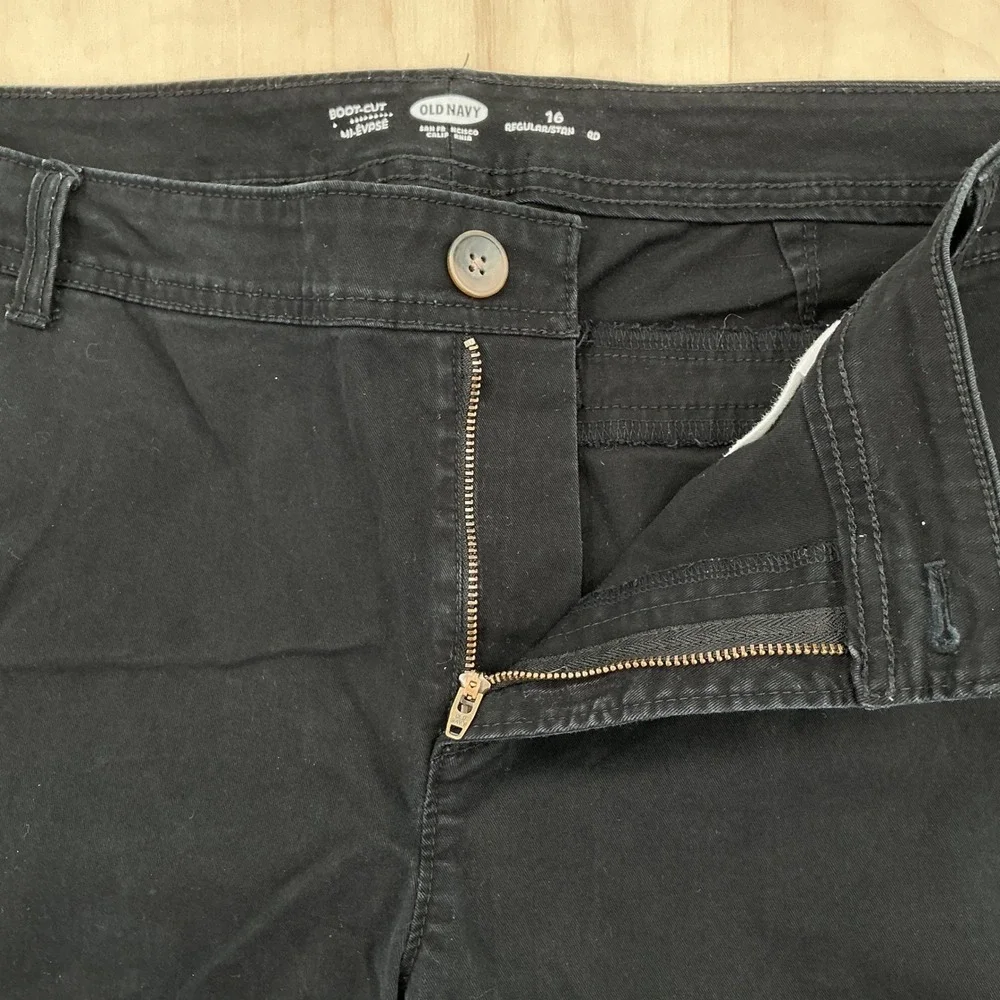 Old Navy Bootcut Khaki Pants Womens 16 Regular Black Mid Rise Stretch Workwear